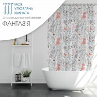 Шторка для ванни вологостійка плащівка з принтом різні кольори