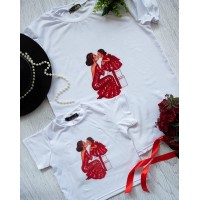 Прикольна футболка Family look біла з принтом для дівчаток від 1 року 104-134
