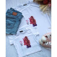 Стильна літня футболка Family look біла з принтом для дівчаток5 років 80-104