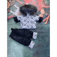 Зимовий костюм куртка та напівкомбінезон для дівчинки та хлопчика з хутром на травці на 2 зими