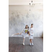 Костюм стильний підлітковий літній шорти та футболка двонитка бавовна принт Fearless